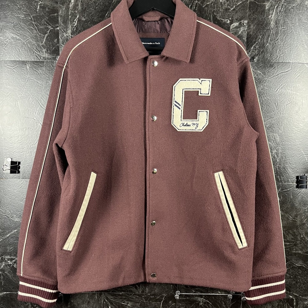 Abercrombie&Fitch Men's Red New York Varsity Jacket Small